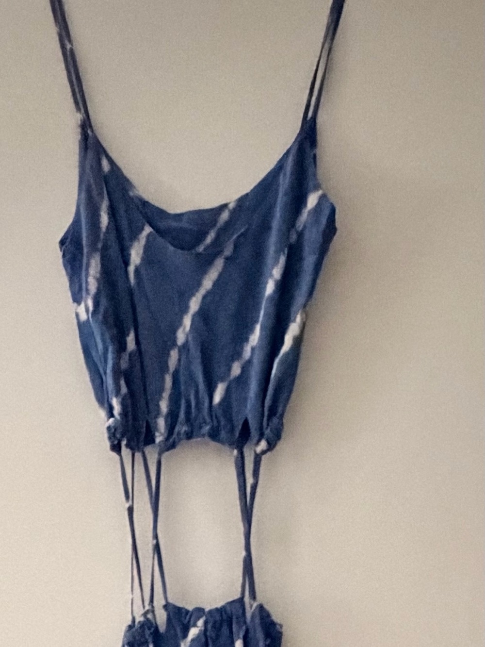 ACACIA 100% Silk Blue Tie Dye Cutout Maxi Dress Size S - Picture 4 of 5
